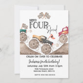 Invitation Monster Truck Need FOUR speed 4th birthday (Devant)