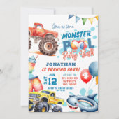 Invitation Monster Truck Pool fête d'anniversaire (Devant)