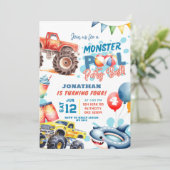 Invitation Monster Truck Pool fête d'anniversaire (Debout devant)