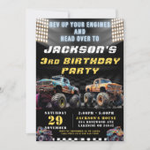 Invitation Monster Truck Rallye Garçons à thème fête d'annive (Devant)