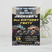 Invitation Monster Truck Rallye Garçons à thème fête d'annive (Debout devant)