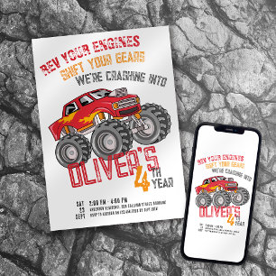 Invitation Monster Truck Rev Vos Moteurs Anniversaire Fête