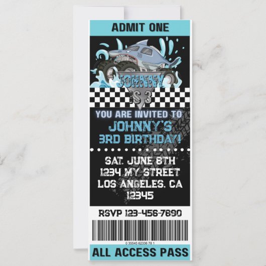 Invitation Monster Truck Shark (Devant)