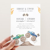 Invitation Monster Truck Siblings Joint Birday Party