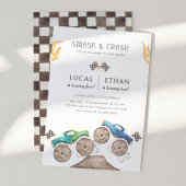 Invitation Monster Truck Siblings Joint Birday Party