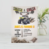 Invitation Monster Truck SMASH & CRASH Bash fête d'anniversai (Debout devant)