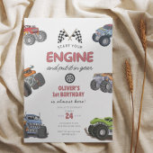 Invitation Monster truck, start your engine boy 1st birthday