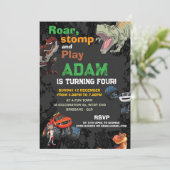 Invitation Monster truck & T Rex Boys anniversaire (Debout devant)