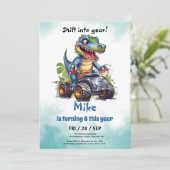 Invitation Monster Truck T-Rex garçon Anniversaire (Debout devant)