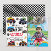 Invitation Monster Truck Team Anniversaire Avec Photo (Devant / Derrière)