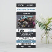 Invitation Monster Truck Ticket Boys Anniversaire Fête (Debout devant)