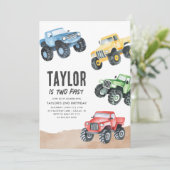 Invitation Monster Truck Two Fast Boy 2e anniversaire (Debout devant)