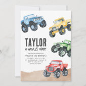 Invitation Monster Truck Wild et Three Boy 3e anniversaire (Devant)