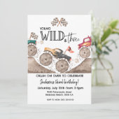 Invitation Monster Truck YOUND WILD & THREE 3rd birthday kids (Debout devant)