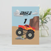 Invitation Monster wheels orange, jaune, rouge, vert bébé b  (Debout devant)