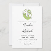 Invitation Monstera Abstrait Dessin à la Main Végétation Bota (Devant)