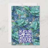 Invitation Monstera bleu turquoise Feuilles et papillons (Dos)