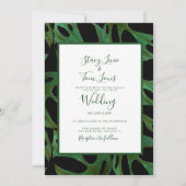 Invitation Monstera Botanique Feuille verte Mariage noir (Devant)