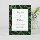 Invitation Monstera Botanique Feuille verte Mariage noir (Debout devant)