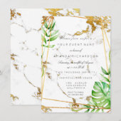 Invitation Monstera Cadre Doré Feuillage Tropical (Devant / Derrière)