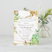 Invitation Monstera Cadre Doré Verdure Marbre Tropical Luxe (Debout devant)