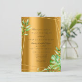 Invitation Monstera Gold cadre ligonal Verdure Mariage nuptia (Debout devant)
