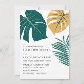 Invitation Monstera | jaune | Mariage Feuille tropical (Devant)