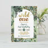 Invitation Monstera Jungle Tropical Wild One Boy 1er annivers (Debout devant)