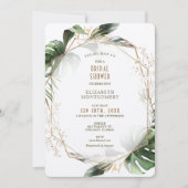 Invitation Monstera Or et Vert Baby Shower Géométrique (Devant)