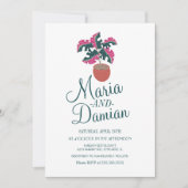 Invitation Monstera rose Plante Mariage d'illustration (Devant)