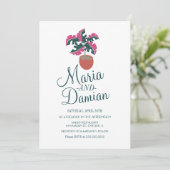 Invitation Monstera rose Plante Mariage d'illustration (Debout devant)