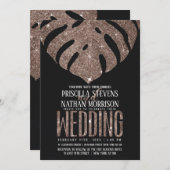 Invitation Monstera Tropical Dusty Rose Parties scintillant o (Devant / Derrière)