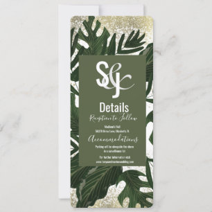 Invitation Monstera Tropical Faux Gold Splash Détails