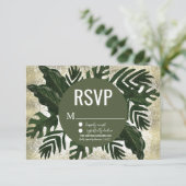 Invitation Monstera Tropical Faux Gold Splash RSVP (Debout devant)