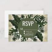 Invitation Monstera Tropical Faux Gold Splash RSVP (Devant / Derrière)