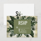 Invitation Monstera Tropical Faux Splash Or RSVP (Devant / Derrière)