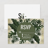 Invitation Monstera Tropical Faux Splash Or RSVP (Devant / Derrière)