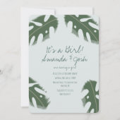 Invitation Monstera Tropical Greenery Baby shower fille (Devant)
