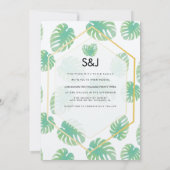Invitation Monstera Tropical Main Tirée Botany Mariage Earthy (Dos)