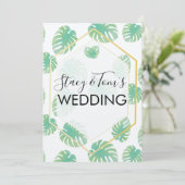 Invitation Monstera Tropical Main Tirée Botany Mariage Earthy (Debout devant)