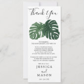 Invitation Monstera Tropical Mariage Menu et Merci (Dos)