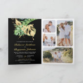 Invitation Monstera Tropical Palm Or Code QR Noir Mariage (Intérieur)