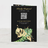 Invitation Monstera Tropical Palm Or Code QR Noir Mariage (Dos)