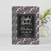 Invitation Monstera Tropical Purple Faux Gold Fête des mariée (Debout devant)