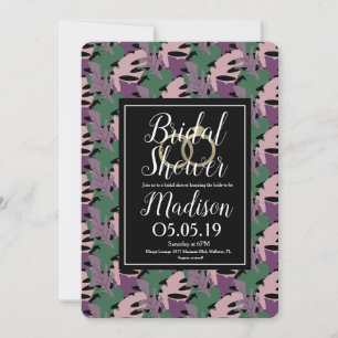 Invitation Monstera Tropical Violet Faux Mariage Douche