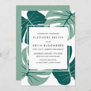 Invitation Monstera Vert Tropical Feuille Frame Mariage