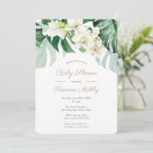 Invitation Monstera verte et bronze Feuille Baby shower Party (Debout devant)