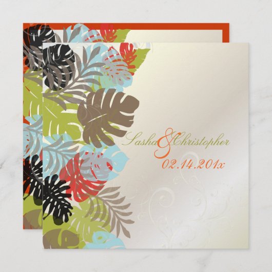 Invitation Monstère Pix-Dezines, Foliage Tropical+Fils (Devant / Derrière)