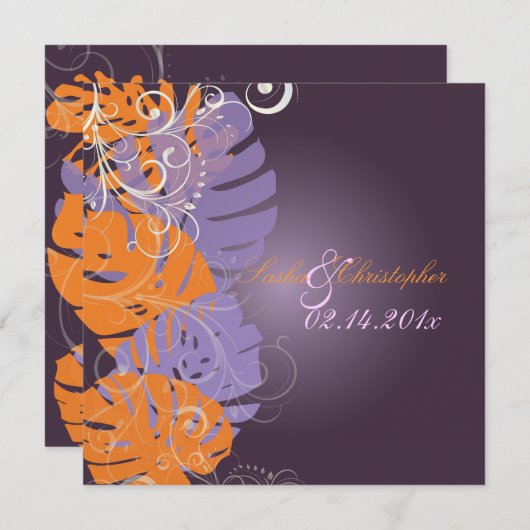 Invitation Monstère Pix-Dezines, Foliage Tropical + Fils (Devant / Derrière)