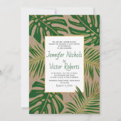 Invitation Monstère tropicale, mariage en papier kraft feuill (Devant)